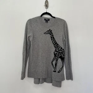 Peck & Peck 2 Ply Cashmere Sweater Size L Gray Zebra Long Sleeve Pullover Soft - Picture 1 of 13