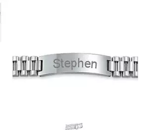 BLING JEWELRY Stainless Steel ID Bracelet Link Personalize Hypoallergenic Round - Picture 1 of 2
