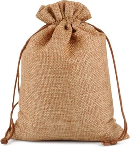 Burlap Gift Bags 6"x9" with Drawstring for Birthday Party Jute Burlap 6x9 - Picture 1 of 2