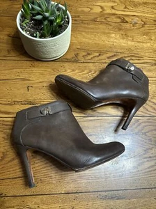 Coach Calf Leather Ankle Boots w/ Buckle Detail Size 10 B - Picture 1 of 10