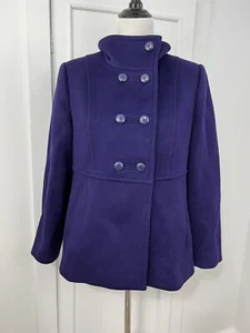 Armani Collezioni Woman' Peacoat Jacket Sz 12 Purple 100% Cashmere Lined - Picture 1 of 14