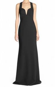 JILL STUART ~ Black Sweetheart Plunge Criss-Cross Back Evening Gown 0 NEW $338 - Picture 1 of 8