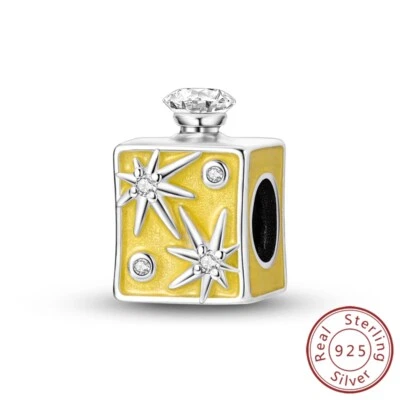 MULA Frauen 925 Sterling Silber DIY Charm CZ Orange Stern Parfüm Flasche Für Arm - Bild 1 von 4