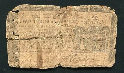 MD-43 JANUARY 1, 1767 $2/3 TWO THIRDS DOLLAR MARYLAND COLONIAL CURRENCY NOTE  - Image 1 of 2
