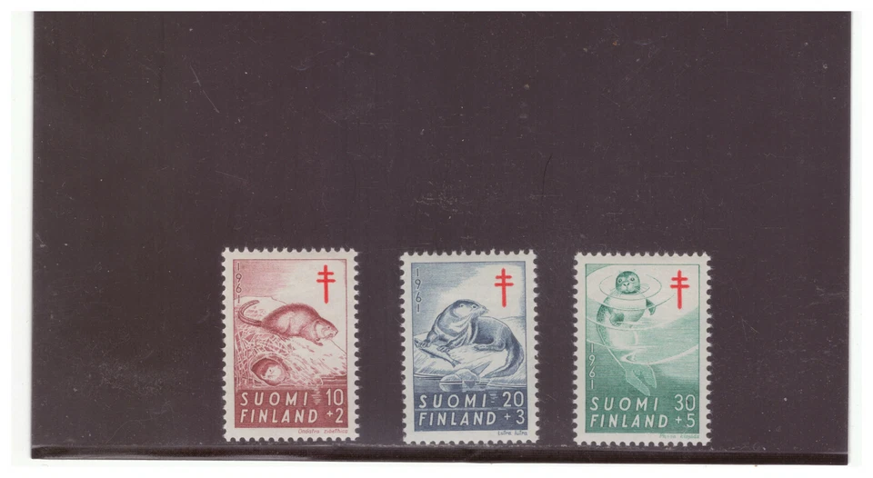 FINLAND SC.B160-162 1961 MUSKRAT, OTTER AND SEAL MNH COMP. SET PBPG5 - Image 1 of 1