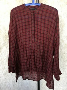 Authentic ZARA WOMEN Plaids And Checks On Red Shirt Size Regular M - Picture 1 of 9
