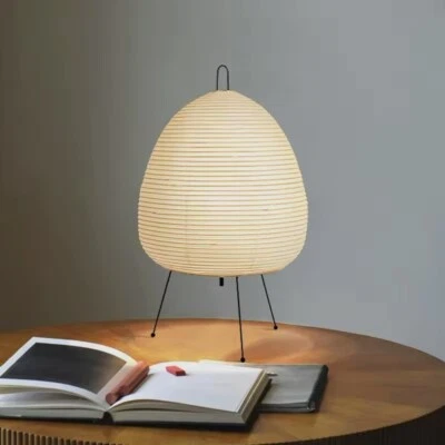 Lámpara de mesa de papel de arroz estilo japonés Wabi Sabi Japandi soporte luz dormitorio Foto 1 de 4