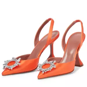 Women Pumps Luxury Crystal High Heels Bride Shoes Comfortable Triangle Heeled - Picture 1 of 16