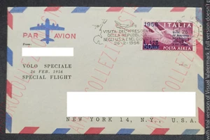 Busta Posta Aerea - Volo Speciale Presidente in USA e CANADA 1956 - Picture 1 of 2