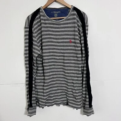 Camiseta térmica tejida gofre para hombre Us Polo Assn suéter talla XL gris a rayas Foto 1 de 4