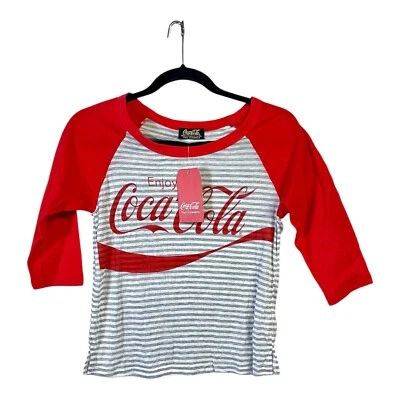 Coca-Cola Red & Stripes Top T-Shirt 3/4 Sleeves -Child Small- - Image 1 of 3