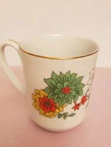 Vintage Mug Green Orange White Gold Creative Japan Flowers Mid Century Mod Cup - Picture 1 of 5