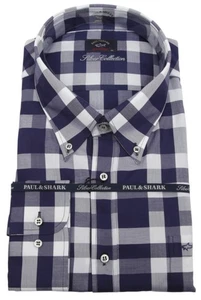 PAUL & SHARK YACHTING Men's Long Sleeve Dress Formal Shirt 50 19.5" 6XL Check - Picture 1 of 5