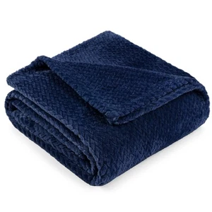 Soft Fleece Navy Blue Throw Blanket for Couch, Lightweight Plush Warm Blanket... - Picture 1 of 8