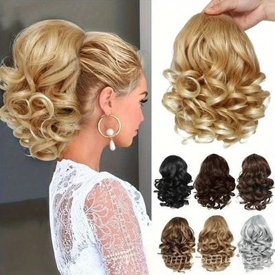 Women's Curly Wavy Ponytail Extensions Curly Straight Synthetic Hair For Women - Image 1 of 4