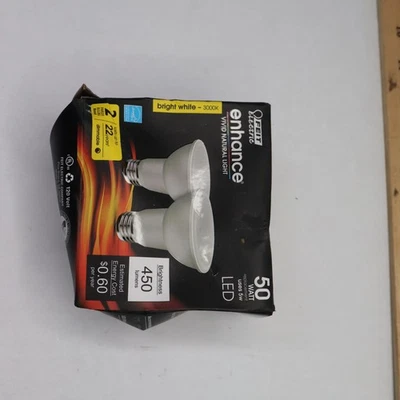 (2-Pk) Feit Electric LED Bulb Bright Plastic White PAR20 E26 50W 120V - Image 1 of 4