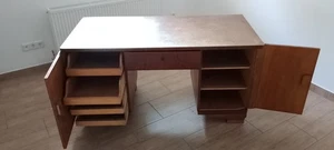 Schreibtisch (Holz, ca. 80 Jahre alt, Meisterstück) - Bild 1 von 6