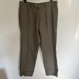 Boss Hugo Boss Herren Braun 100 % Leinen Mittelhoch Gerade Anzughose Größe 34 R - Bild 1 von 16