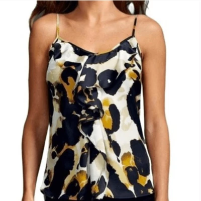 CAbi Cami Top Talla M Negro Verde Crema Cascada Volantes Correa Espagueti #174 Foto 1 de 4