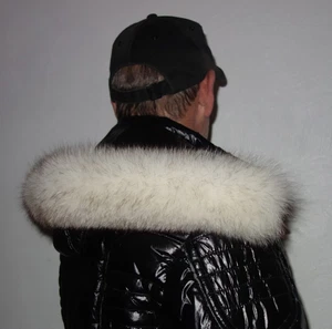 Polarfuchs Pelz Kapuze Kragen Blaufuchs Fellkragen Jacke Fuchs Pelzkragen Parka - Bild 1 von 5