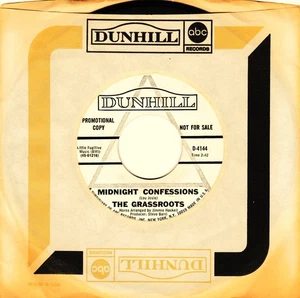 THE GRASSROOTS   MIDNIGHT CONFESSIONS    1968 PROMO 45 WITH FACTORY SLEEVE - Picture 1 of 1