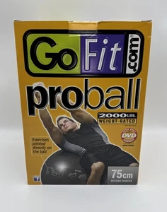 GoFit Proball Stability Exercise Ball 75cm 2000lbs Black Pump DVD Brook Benten - Picture 1 of 9