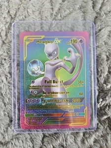 Mewtwo GX Rainbow Foil Fan Art Premium Vinyl Collector Pokemon Card Psystrike - Bild 1 von 5