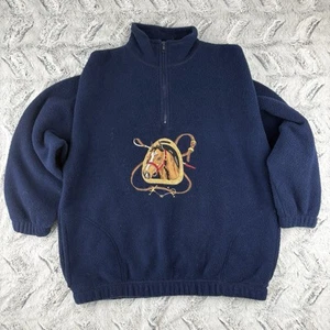 Vintage Horse Fleece Jacket Western Graphic Pattern Retro Boho 1/4 Zip Adult L - Picture 1 of 14