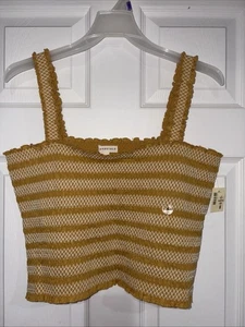 NWT Aeropostale Women's Gold Tank Cropped Smocked XL - Picture 1 of 6