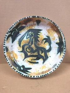 Cuenco/plato redondo diseño Phoenix Newlyn Cornwall cerámica estudio celta vintage - Imagen 1 de 11
