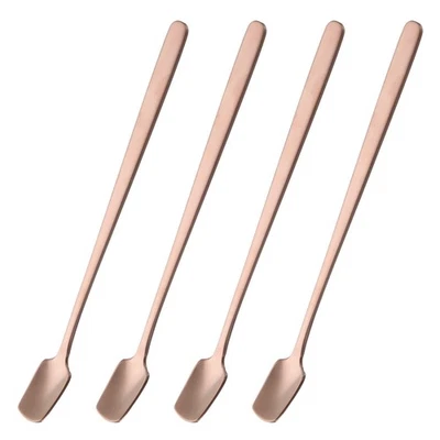 4pcs Espresso Spoons 6.9 Inch Stainless Steel Square Coffee Spoon Rose Gold Tone - Image 1 of 4