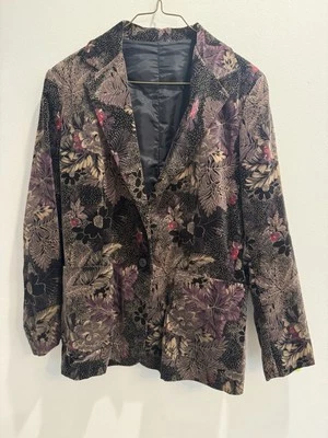 Blazer De Colección Años 80 Terciopelo Bolsillos Floral Normcore Secretaria Oscura Academia Gótica Foto 1 de 4