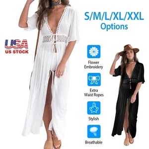 Women's Bathing Suit Cover Up Lace Sexy Beach Maxi Summer Bikini Sundress Dress - Picture 1 of 14