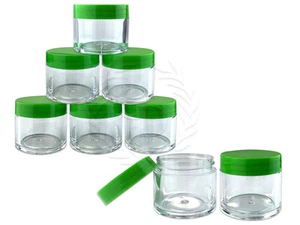 6 Pieces 30 Gram/30ml Plastic Clear Sample Jar Containers with Green Flat Lids - Picture 1 of 1