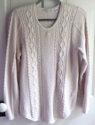 Eight Eight Eight Cream 100% Cotton Cable Knit V Neck Sweater Size L - Image 1 of 4