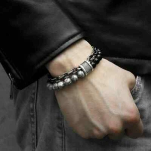 Tigers Eye Obsidians Stress Relief Mens Bracelets 8mm Beads With Stainless Steel - Picture 1 of 23
