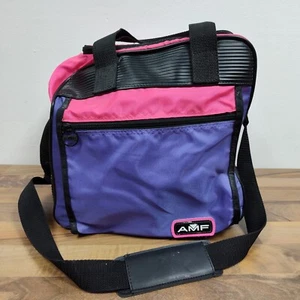 Bolso de Bowling AMF Bola Única Correa de Nylon Rosa Púrpura Negro De Colección Años 90 - Imagen 1 de 8