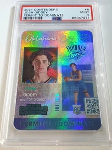 2021 Contenders Josh Giddey Rookie #6 Permit to Dominate RC - PSA 9 (POP 5) - Picture 1 of 2
