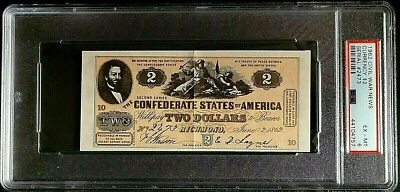 1962 TOPPS CIVIL WAR NEWS ~ CURRENCY $2 ~ GRADED PSA 6 EX-MT ~ SERIAL # 2473 - Image 1 of 2