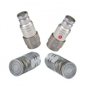 Flat Face 1/2" Breaker Hydraulic Hose Coupling 2 Probe Male 2 Female Carrier Set - Picture 1 of 11