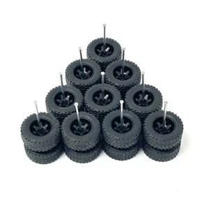 5 Sets 14mm Off Road Black 6 Spoke Rims & Real Riders Rubber Tires Hot Wheels - Picture 1 of 10