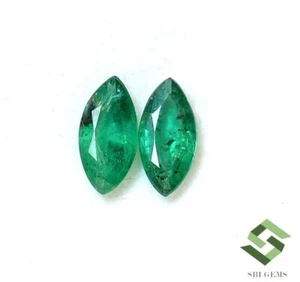 10x5 mm Natural Emerald Marquise Cut Pair 1.95 CTS Loose Certified Gemstones - Picture 1 of 8