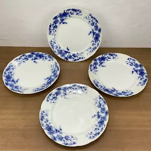4x S Hanson & Sons Flow blau Lärchenmuster Teller um 1890 - Bild 1 von 10