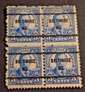 4 - 1923 US Stamps - Scott # 557 - 5 Cent Roosevelt Precancels - Baltimore - Picture 1 of 2