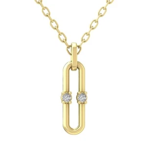 10K Yellow Gold Diamond Unique Pendant w/ Gold Plated Silver Chain 1/10ct, 18" - Picture 1 of 5