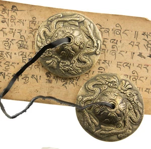 Platillos Tibetana Tingsha 6.5CM Dragons Serpientes de Cascabel Calidad #7934 - Imagen 1 de 2