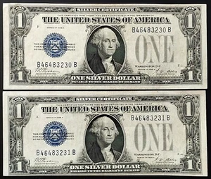 Lot of TWO 1928 A Funny Back Silver Certificates! Consecutive Serial #'s! - Picture 1 of 4