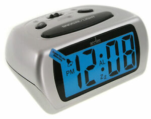 Acctim Auric Digital LCD Display Alarm Clock with Snooze Silver 12340