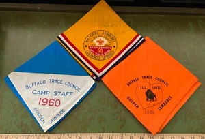 Vintage 1960 Buffalo Trace Council National Jamboree NECKERCHIEFS Camp Staff BSA - Bild 1 von 5