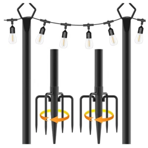 2 Pack 10FT String Light Poles W/ Fork Metal Poles Stand for Patio Backyard Deck - Picture 1 of 12